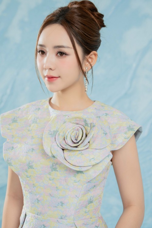 Sixdo Multicolor 3D Flower Brocade Pencil Dress